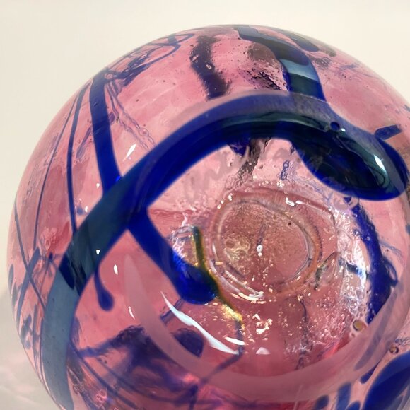 Signed Arte Vargas Jack In The Pulpit Art Glass Vase Made in Canada Purple Blue - Picture 7 of 7